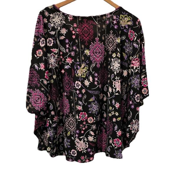 3 for $25-Susan Graver Batwing Sleeve Women's Top Size XL Black & Purple - Picture 2 of 9